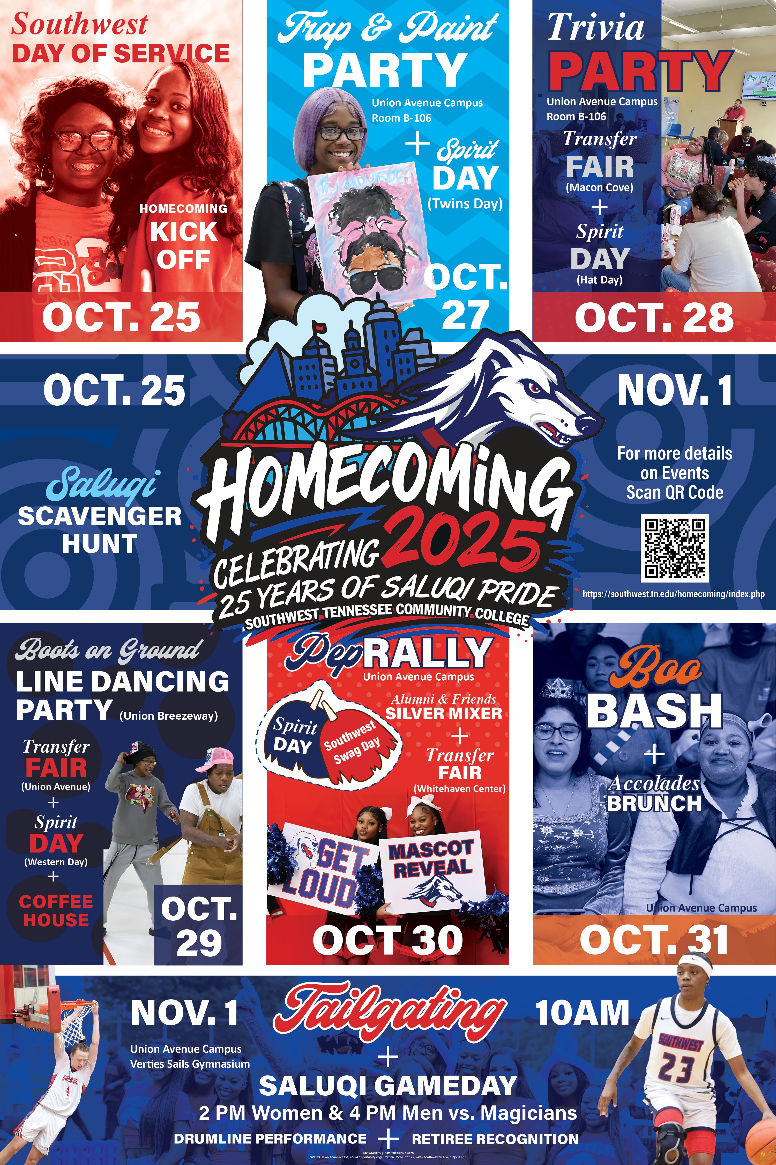 Homecoming poster displaying all the calendar events