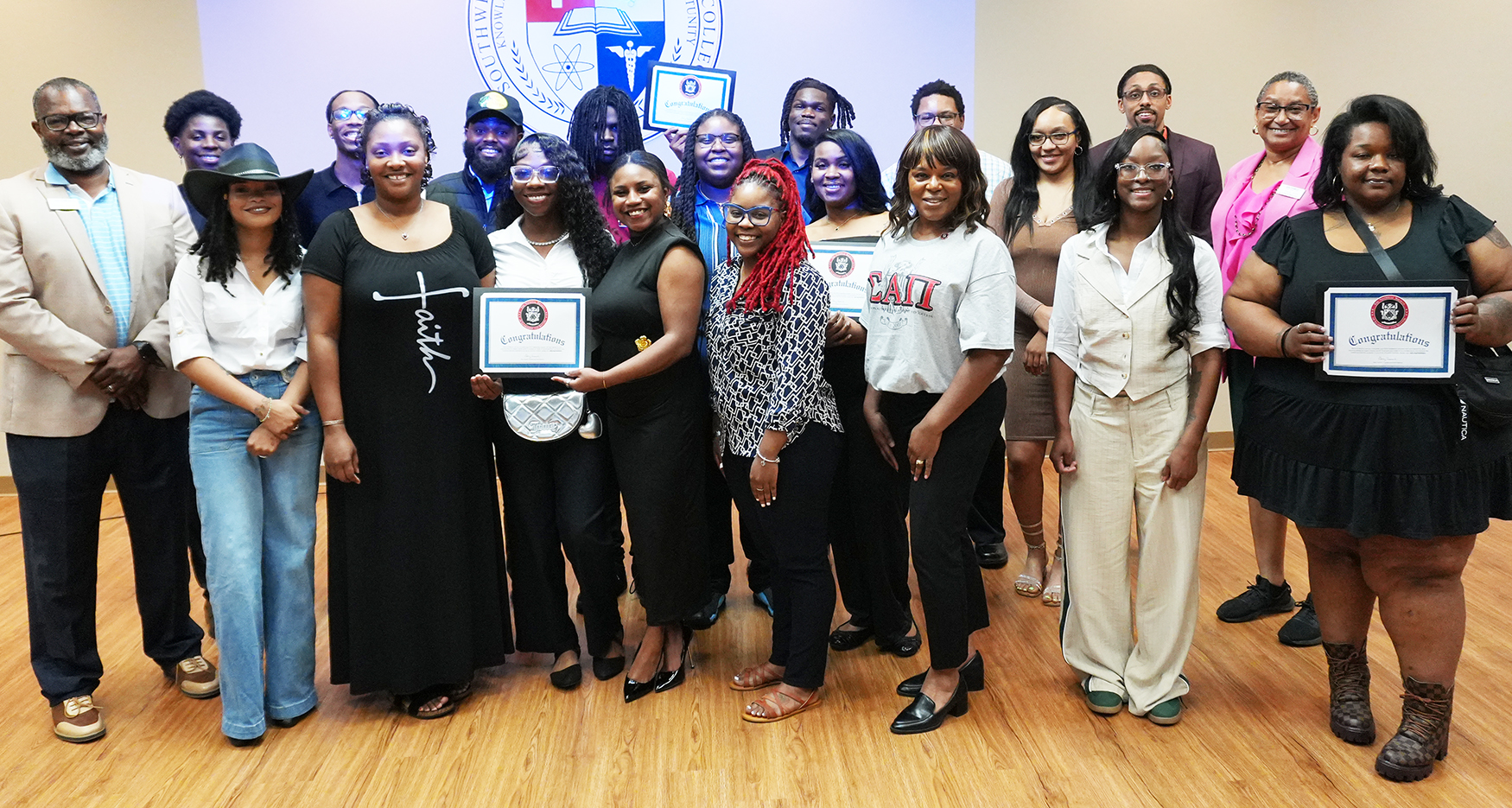 Inductees included: Destiny Coleman, LeGerald Collier, Marquez Daniels, Philip Dawson, Yusuf Edhah, Hana AdAway, Asia Knox, Erica Fleming, Britney Gatewood, Victoria George, Jaqueline Gillis, Nicholas Hampton, Sanderlin Hardaway, Phillip Harper, John Michael Jones, Kameron Loving, Robyn Morris, Deidre O’Neal, Oscar Perez, Jared Plummer, Ahmard Stephen, Lakitha Taylor, Nina Thompson-Irvin, Terrius Tucker, Marquez Vester, Christyle Walton, Jasmine West, Durrelle Wilhite, KaAleiyha Wilkes and Jaylan Wilkins.